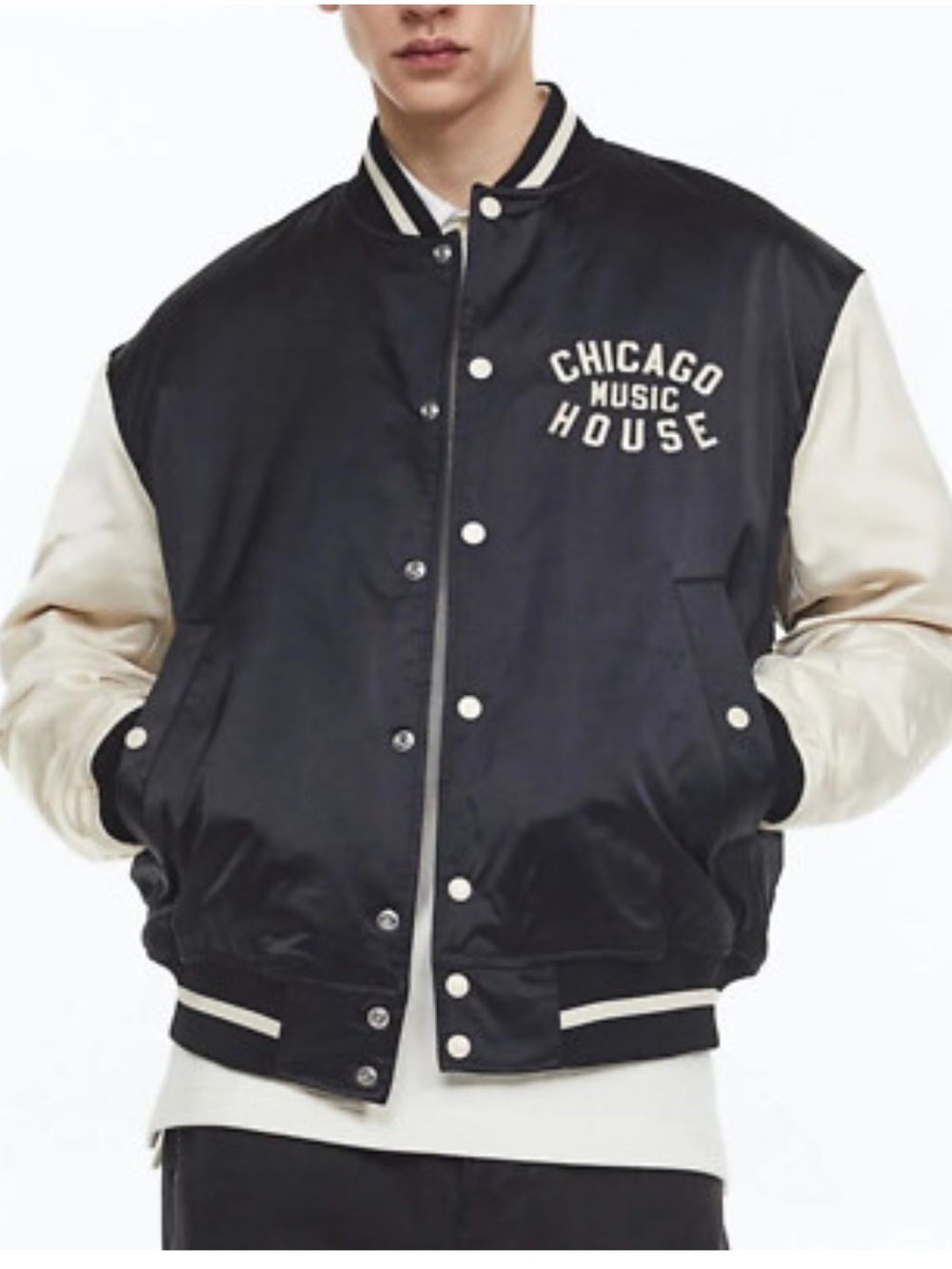 Chicago Music House Black and Cream Varsity Jacket - H&M